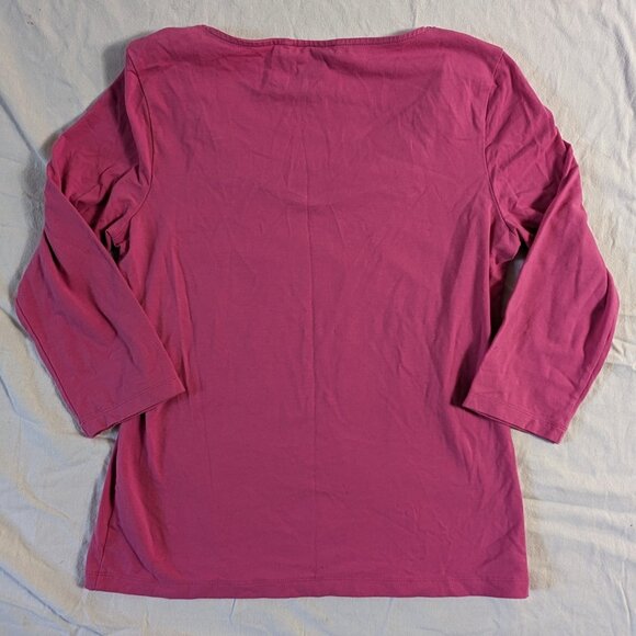 JONES NEW YORK SIGNATURE WOMEN'S PULL OVER PINK SHIRT SIZE MEDIUM NECK BLING TOP - Picture 14 of 16